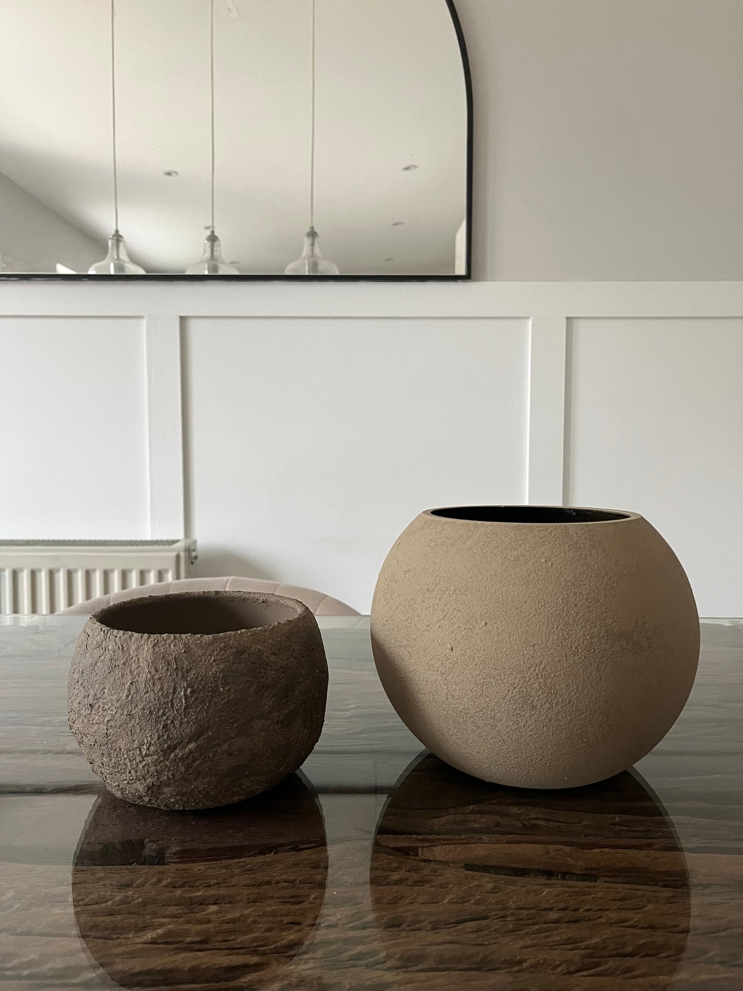 Up-cycled | earthy brown textured rounded pot