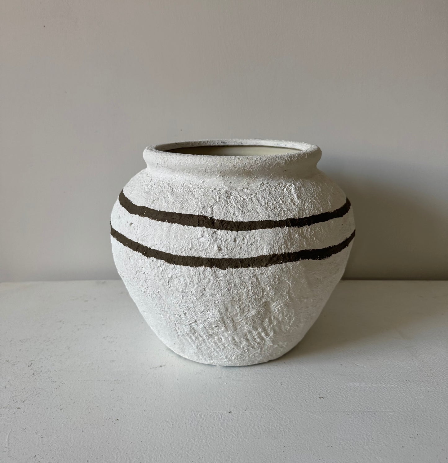 CLOUD | large round textured line detail white urn