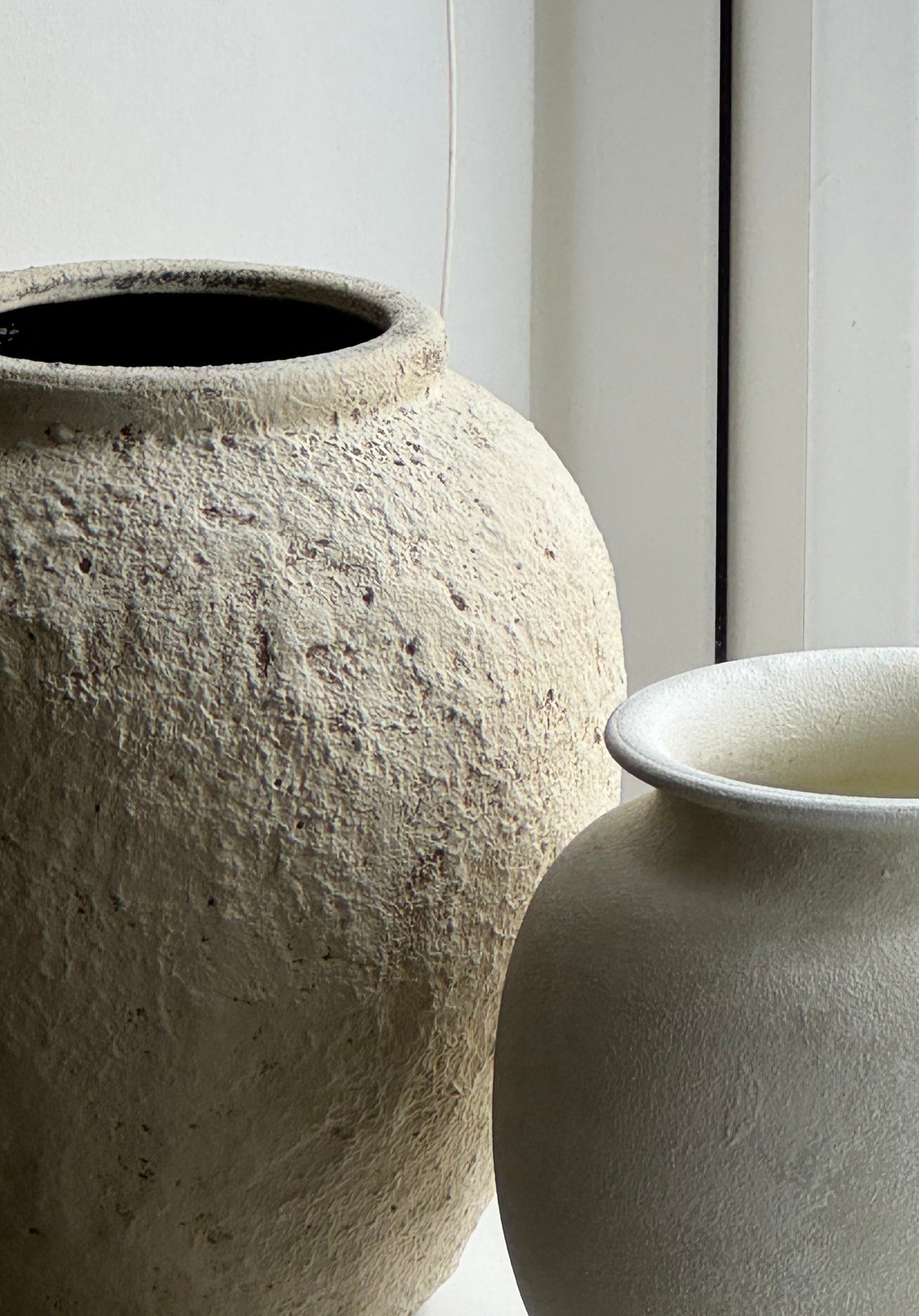 Up-cycled | light beige textured classic urn vase