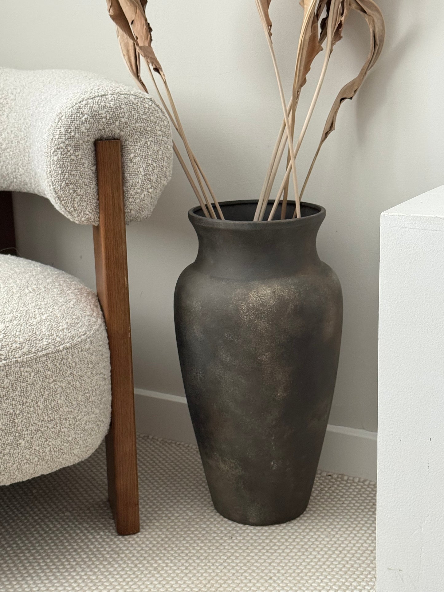 Up-cycled | XL black brown earthy floor vase