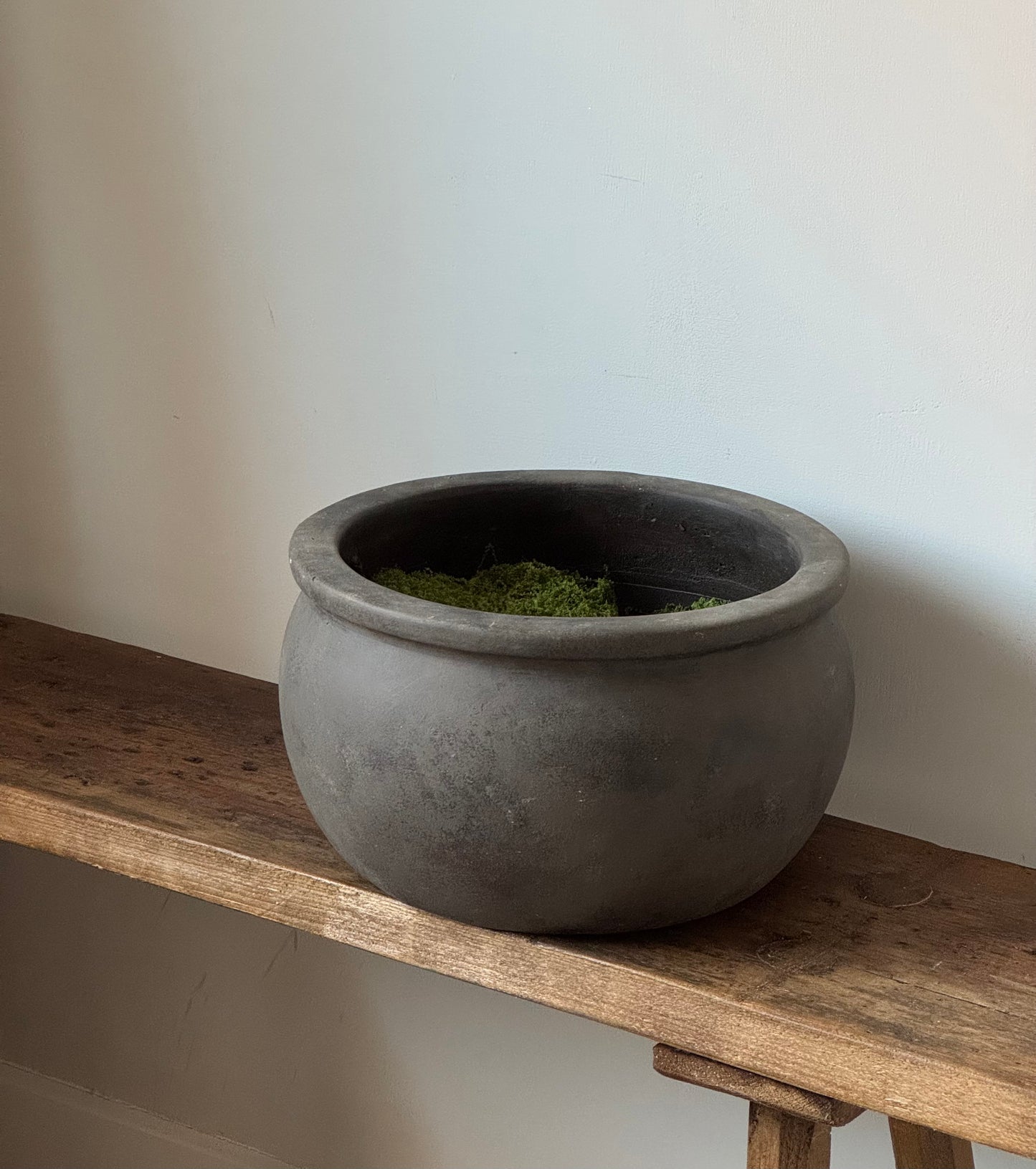 Up-cycled | large low earthy brown rounded pot