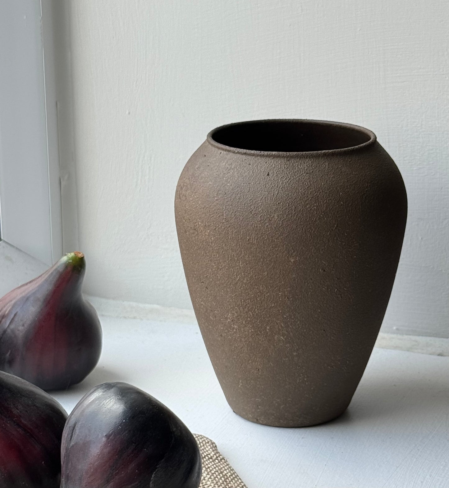 Up-cycled | small wabi-sabi dark earthy brown urn