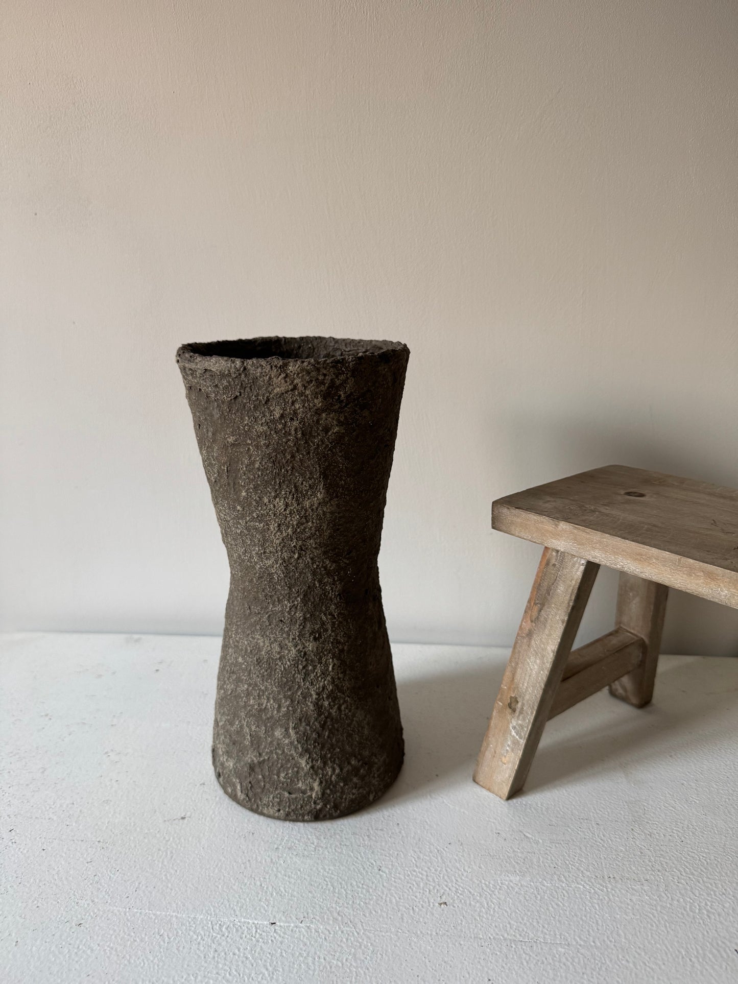 Up-cycled | earthy brown geometric papier mache vase