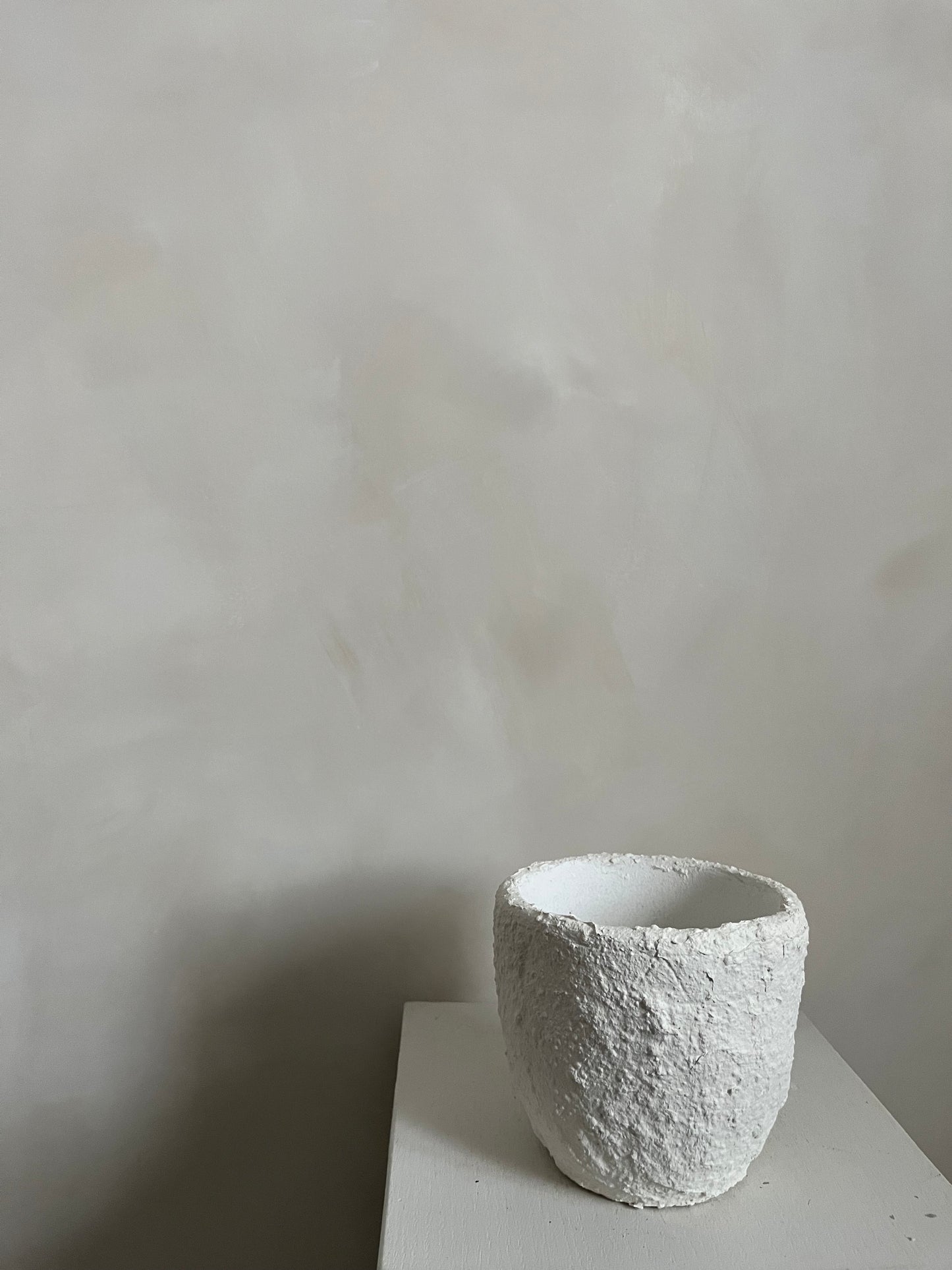 Up-cycled | small white papier mache pot