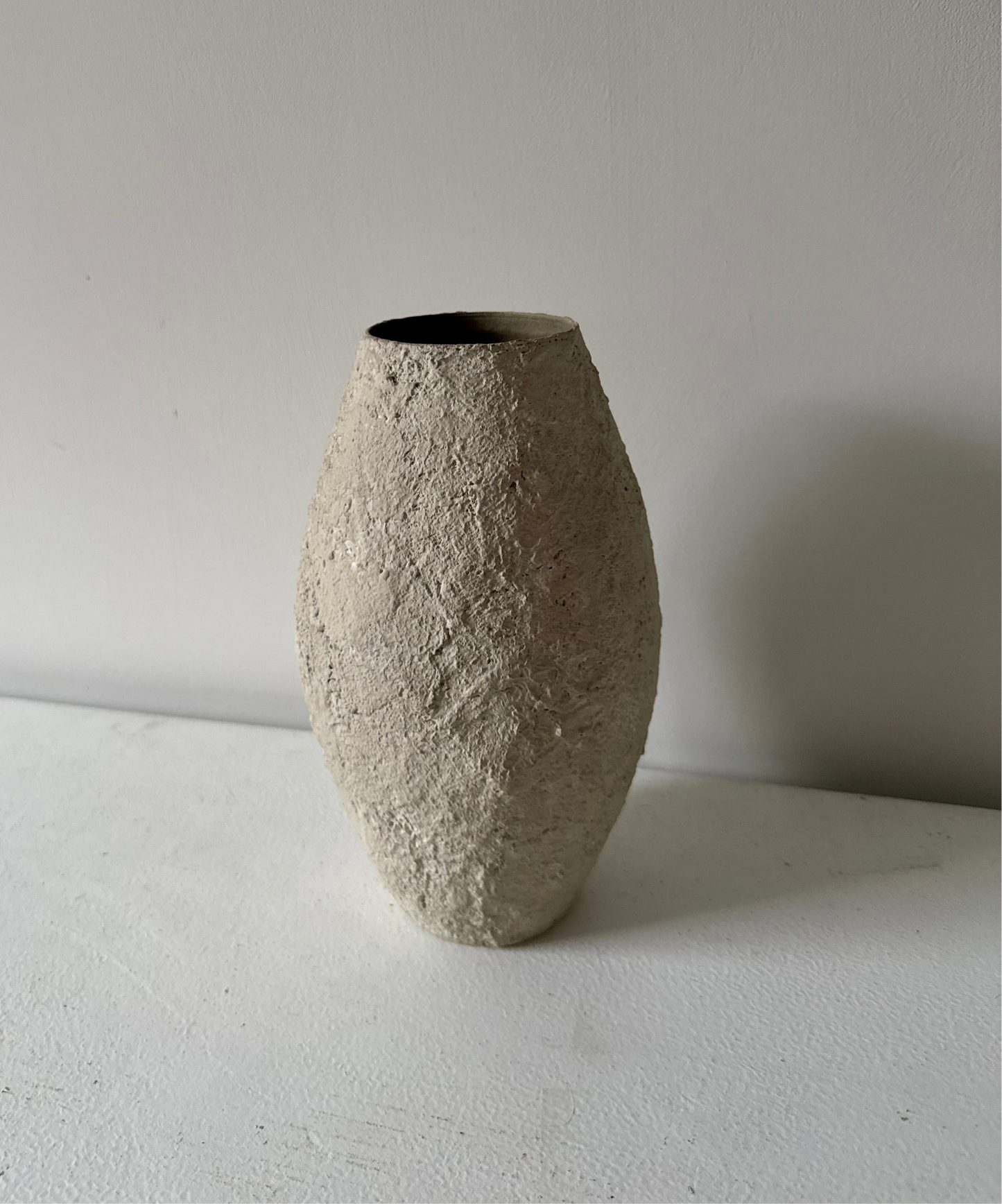 Up-cycled | light beige heavy textured vase