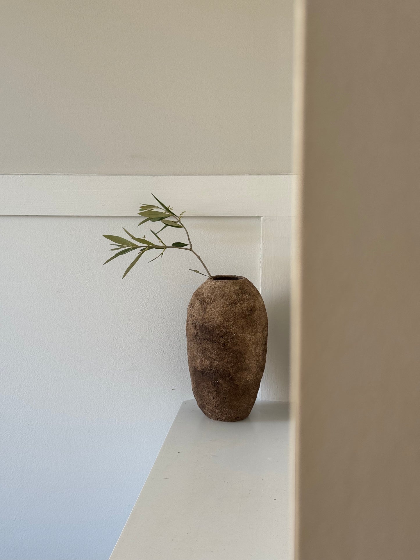 Up-cycled | earthy brown textured tapered vase