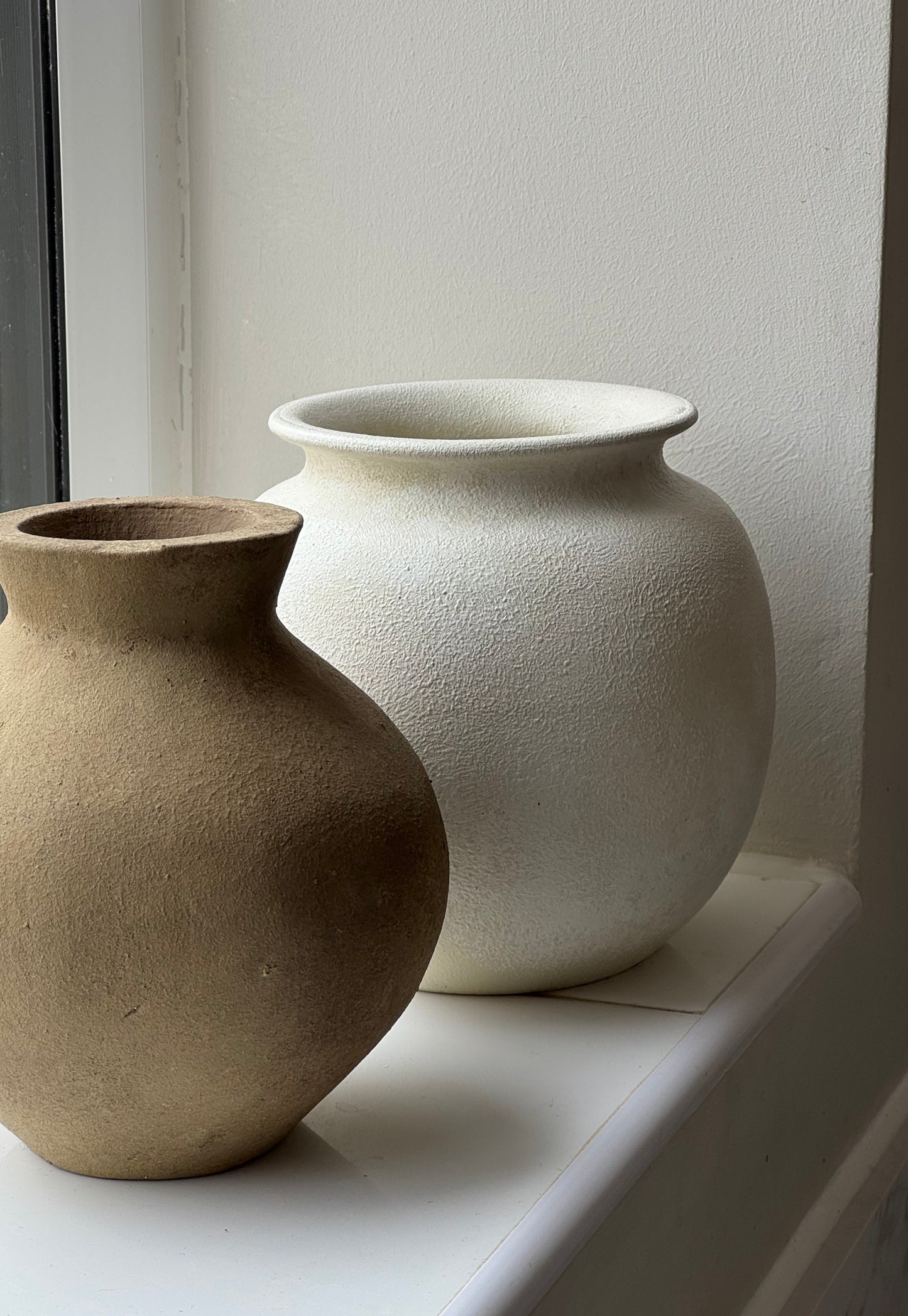 Up-cycled | light beige stone effect rounded pot