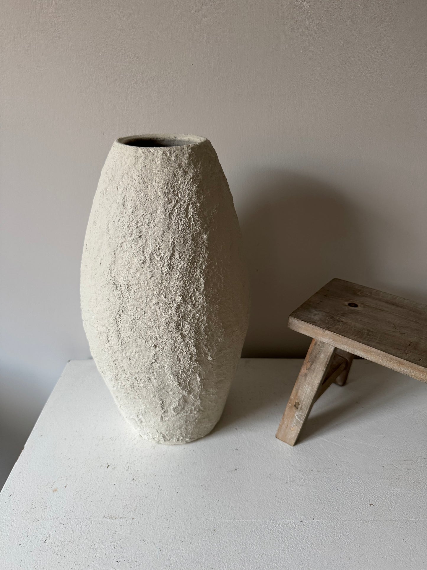 CLOUD | textured off-white/light beige large tapered vase