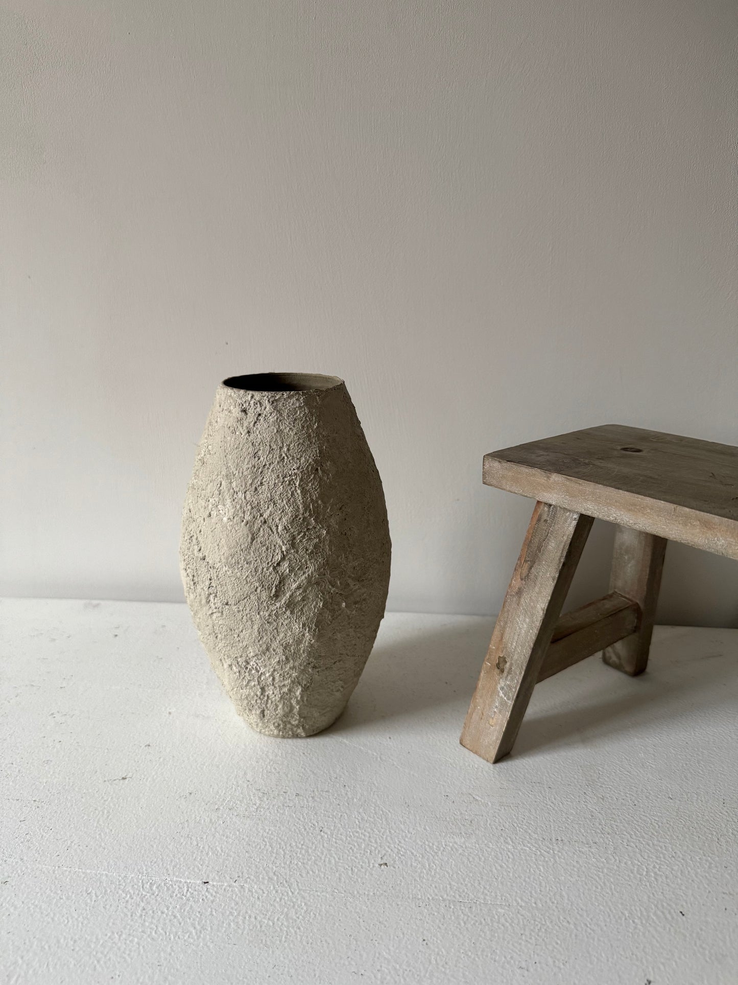 Up-cycled | light beige heavy textured vase