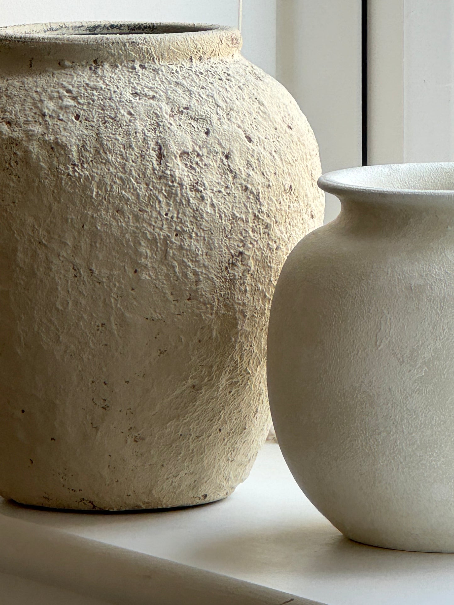 Up-cycled | light beige textured classic urn vase