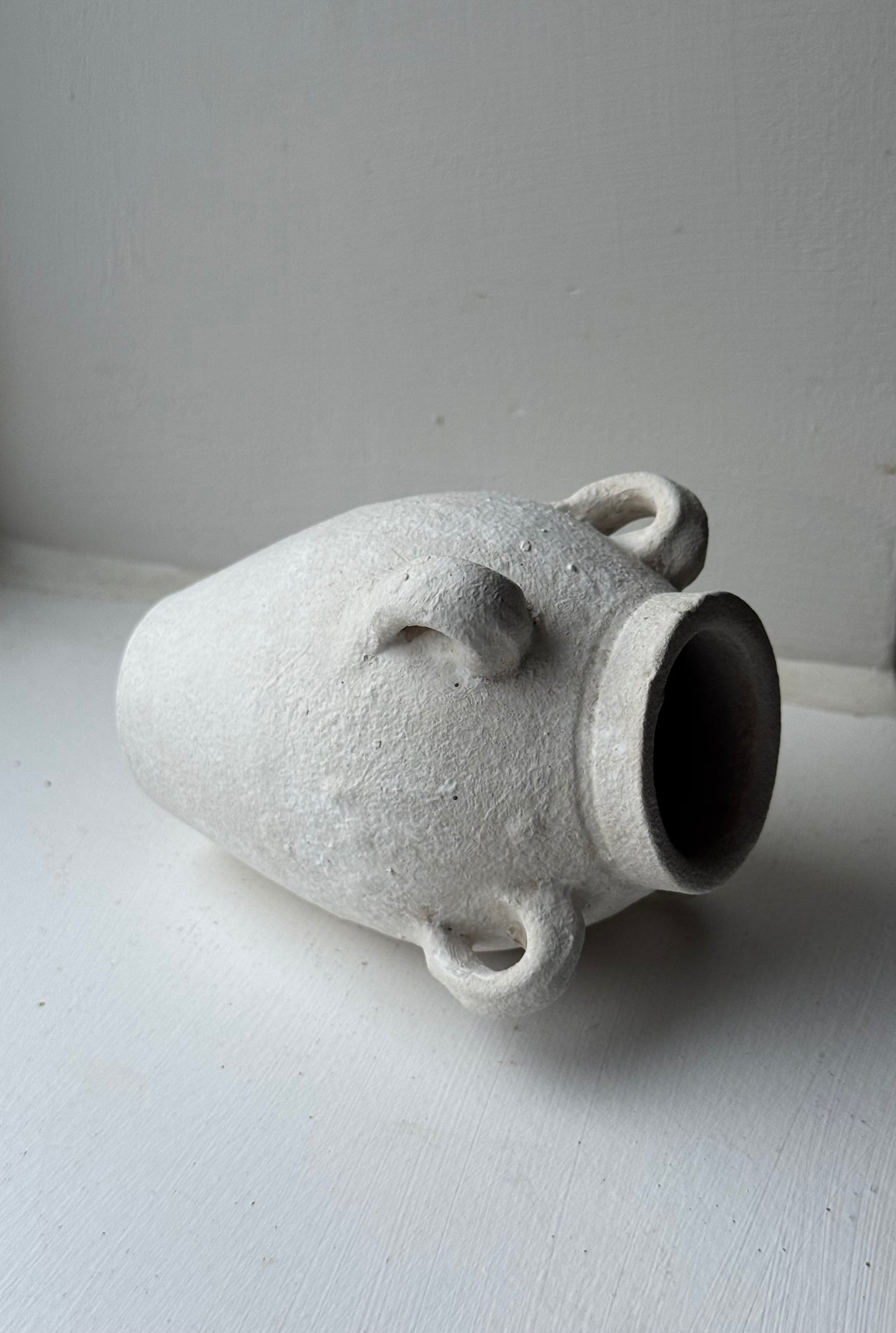 Up-Cycled | Small Off-White Mediterranean Handled Vase