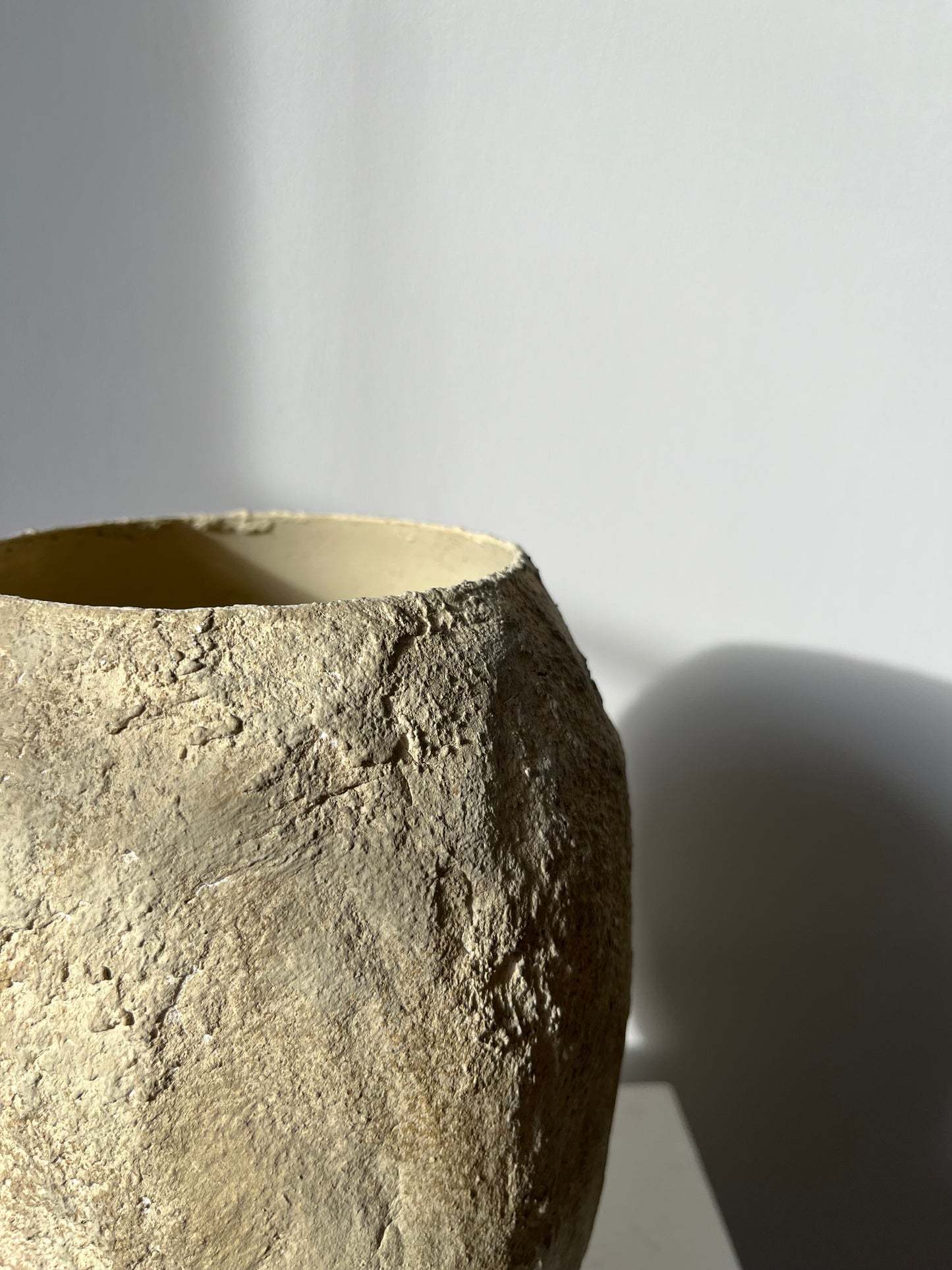 Up-cycled | earthy beige brown heavily textured rustic pot