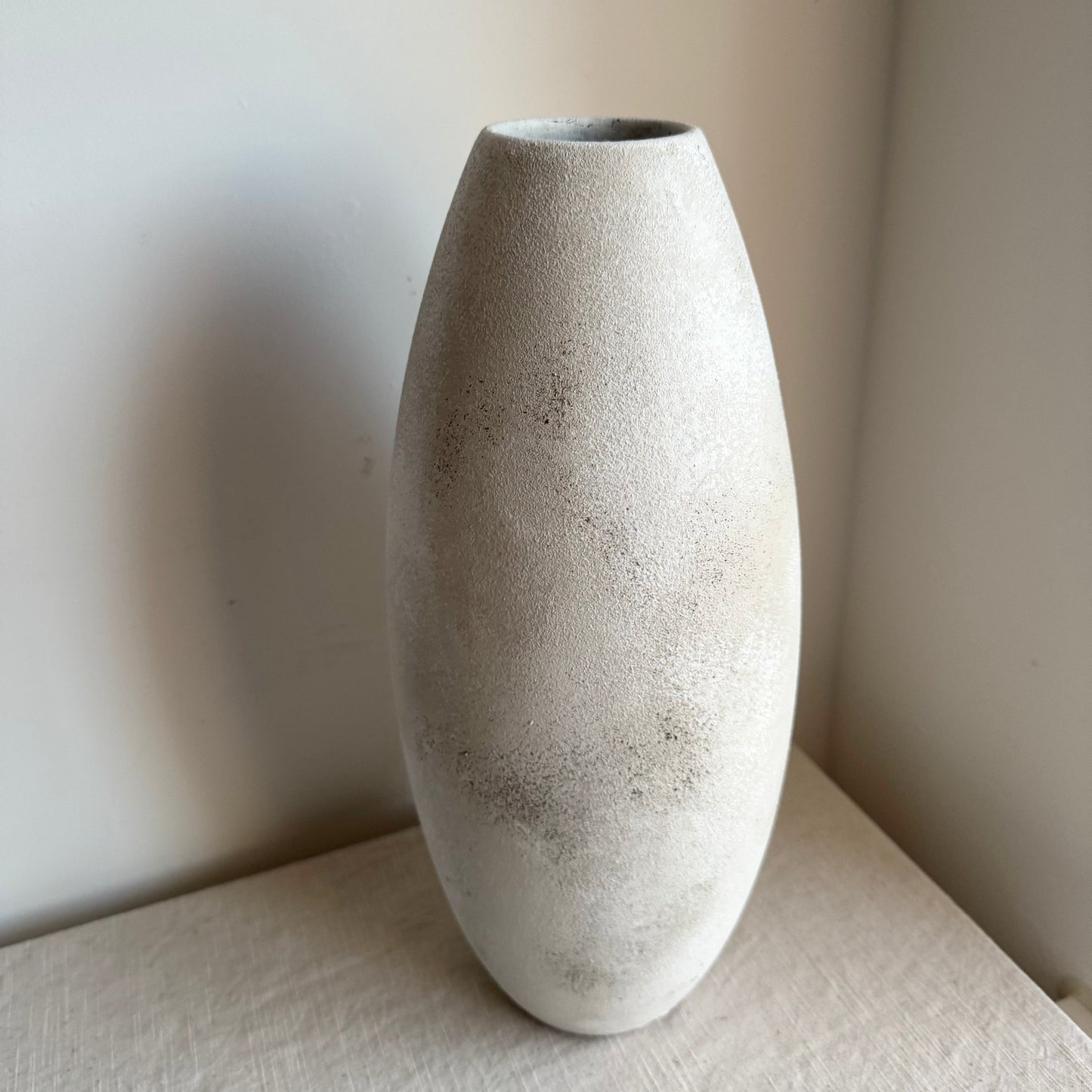 Up-cycled | stone effect off-white/beige slim vase