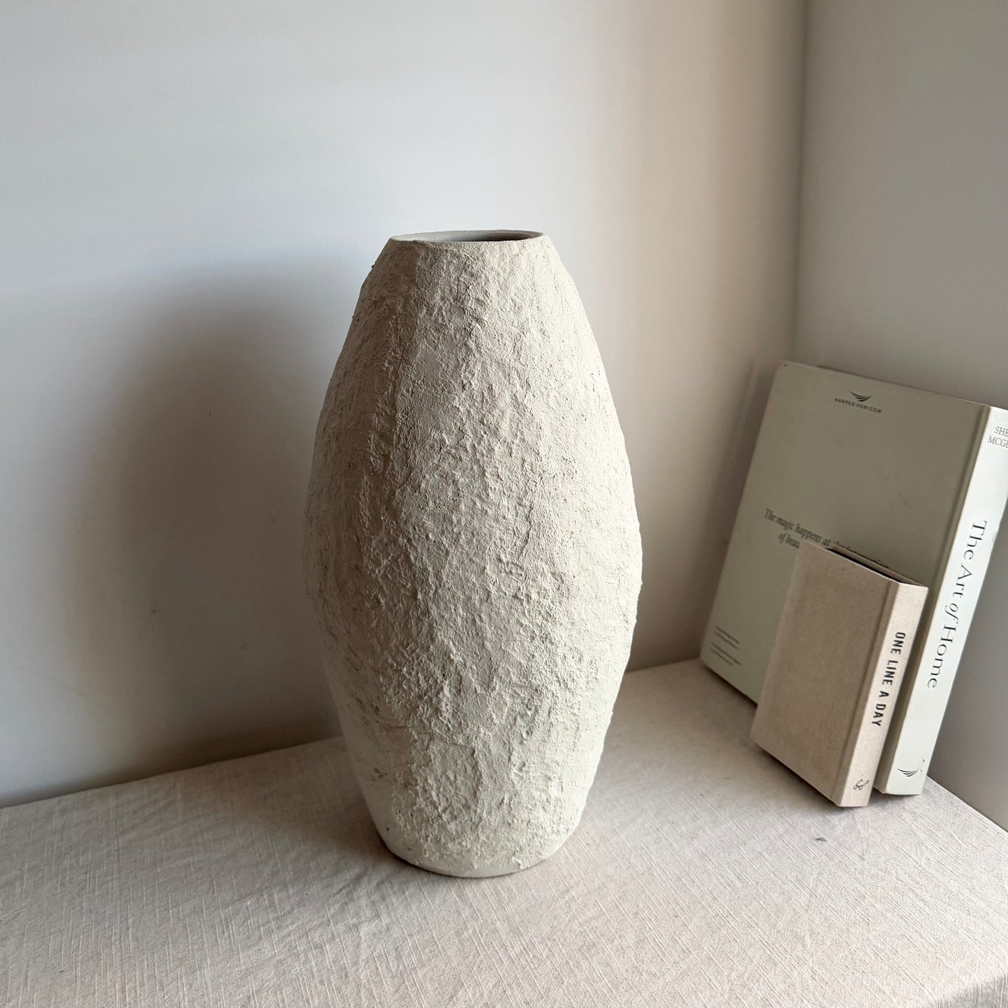 CLOUD | textured off-white/light beige large tapered vase