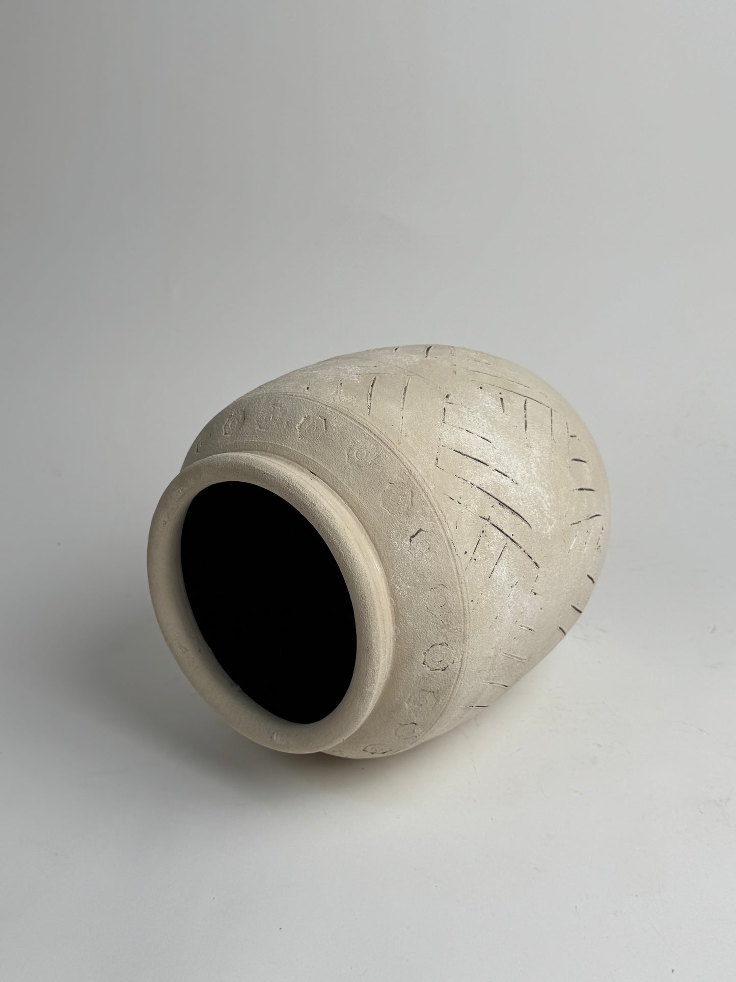 Up-Cycled | Large Neutral Beige Geometric Pot