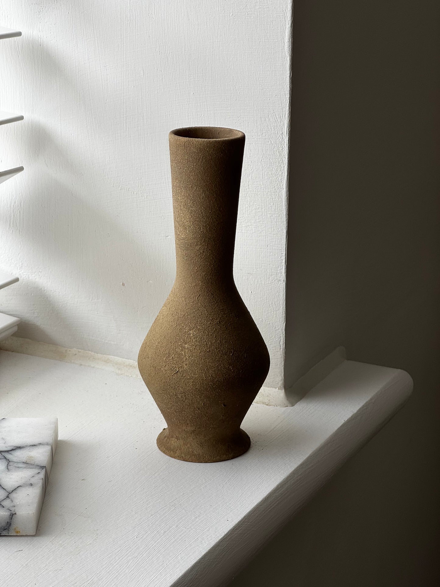 Up-cycled | small warm mid-brown tapered vase