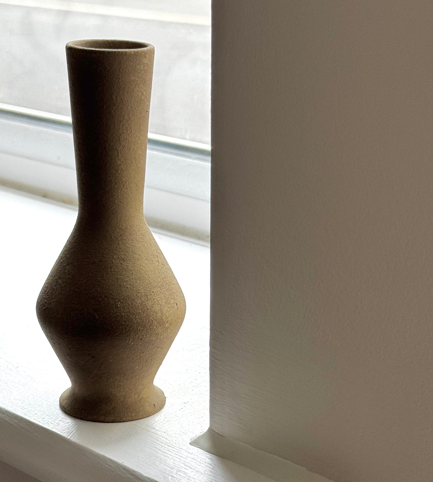 Up-cycled | small warm mid-brown tapered vase