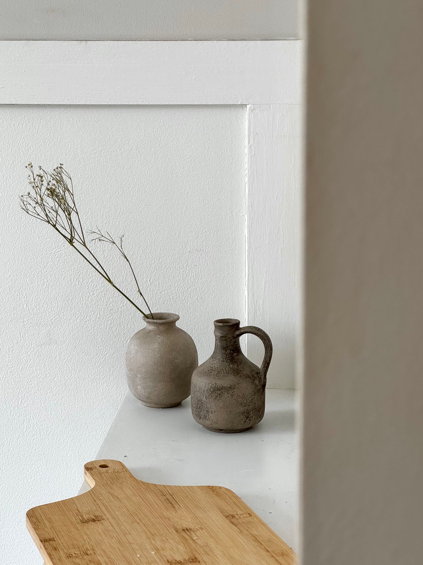 Up-cycled | small light beige stone-effect vase