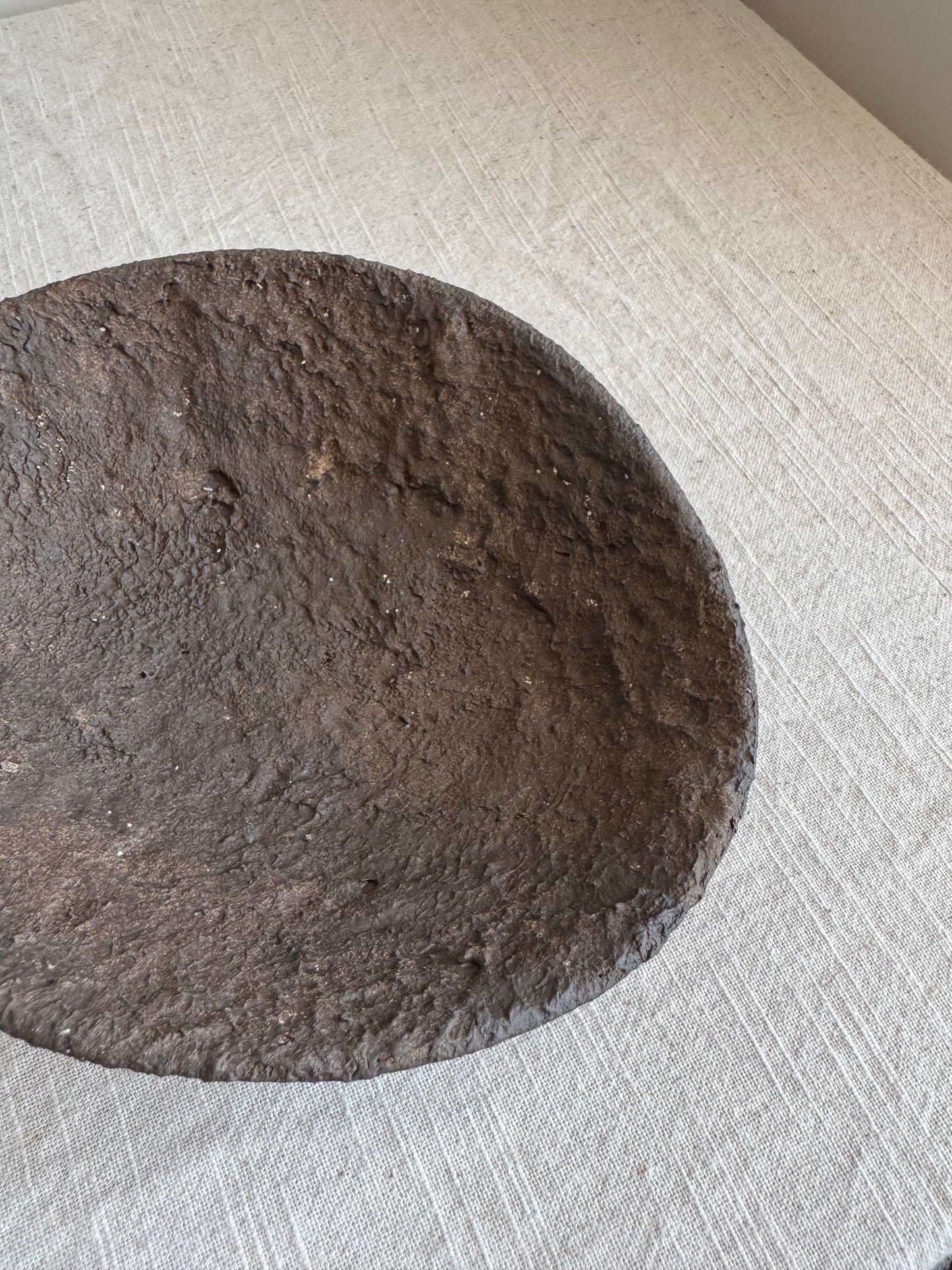 Up-cycled | deep earthy brown textured curved bowl