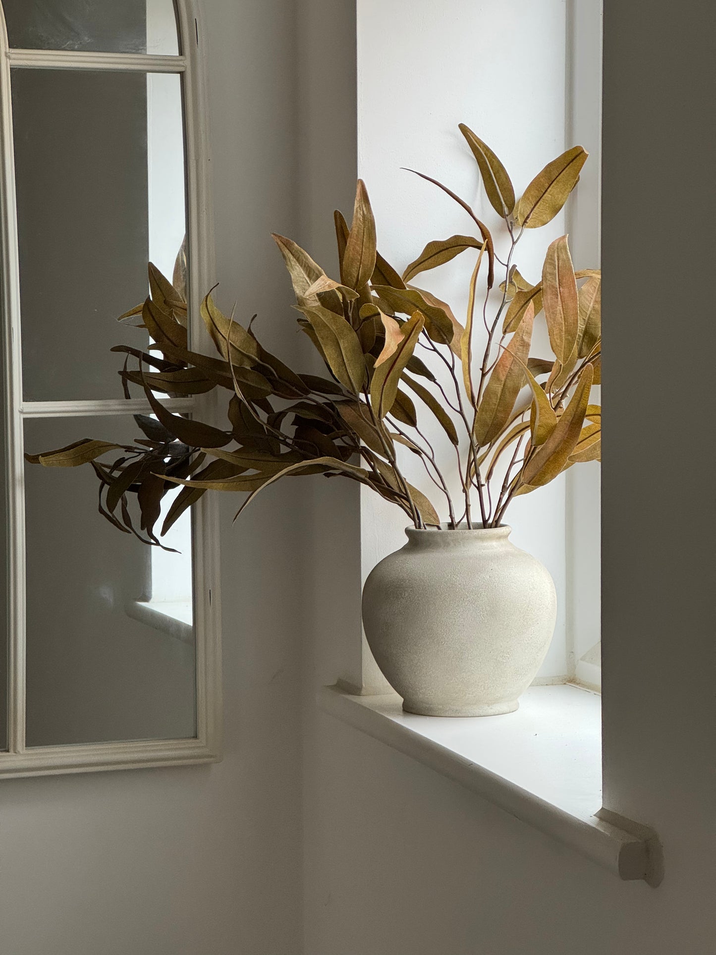 Faux Olive Brown Eucalyptus Spray