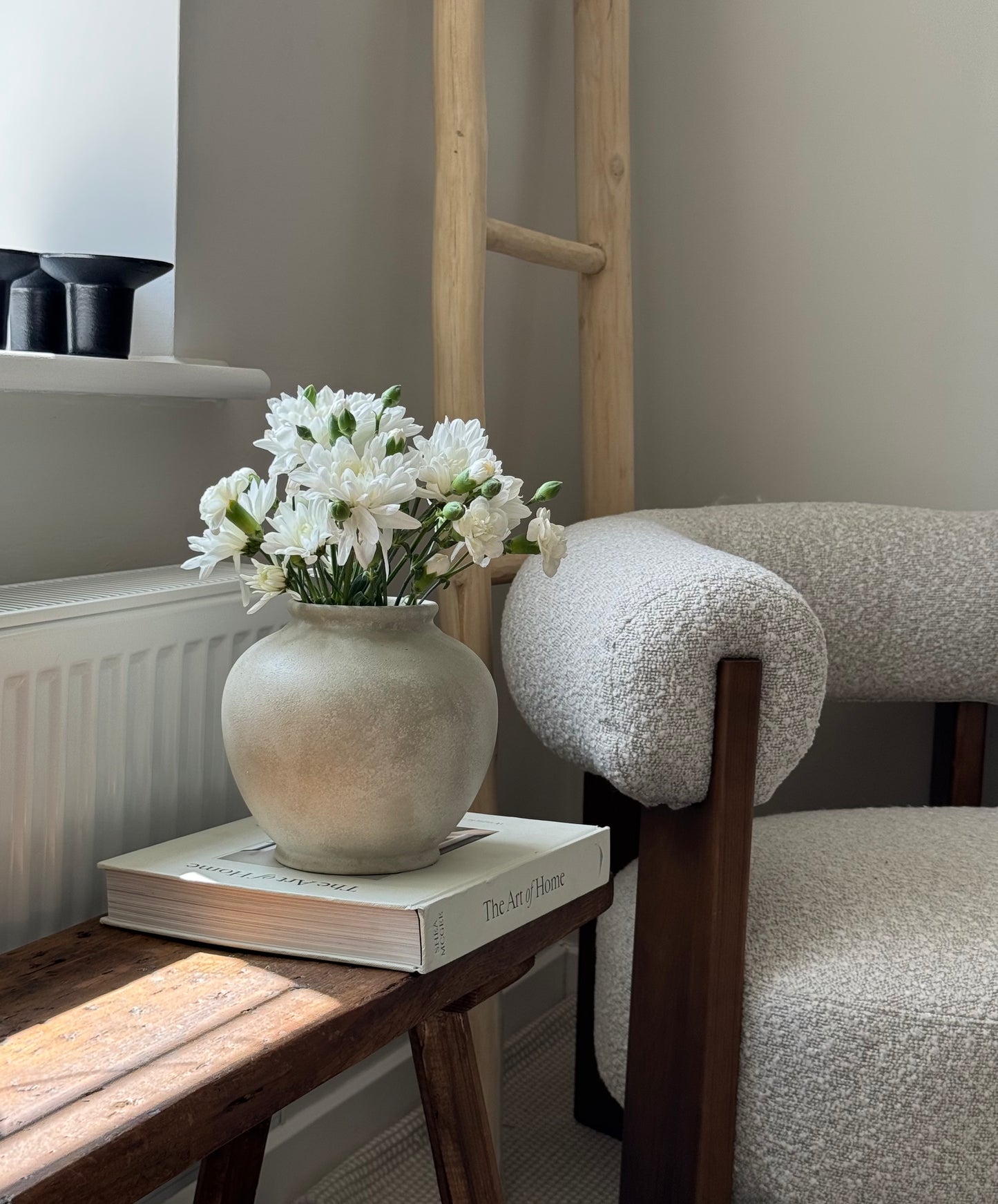 Up-cycled | WATERTIGHT light beige stone-effect rounded vase