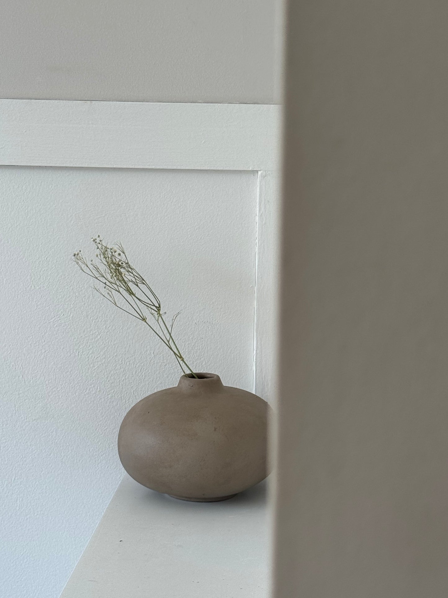 Up-cycled | warm beige smooth low rounded vase