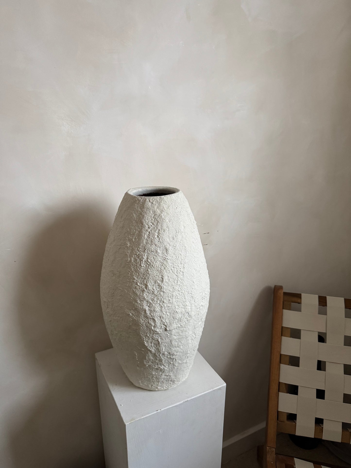 CLOUD | textured off-white/light beige large tapered vase