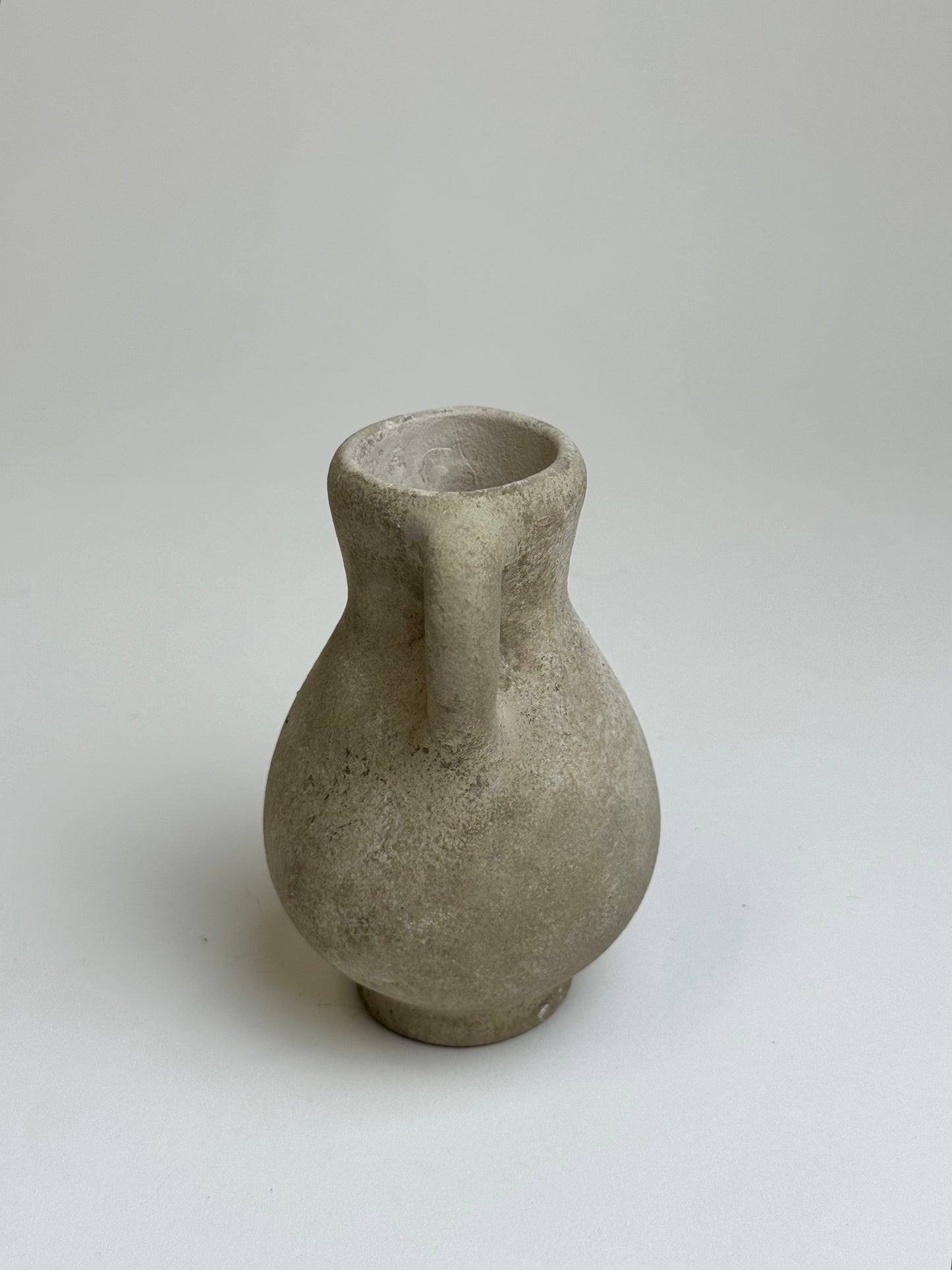 Up-cycled | Small beige textured twin handled vessel