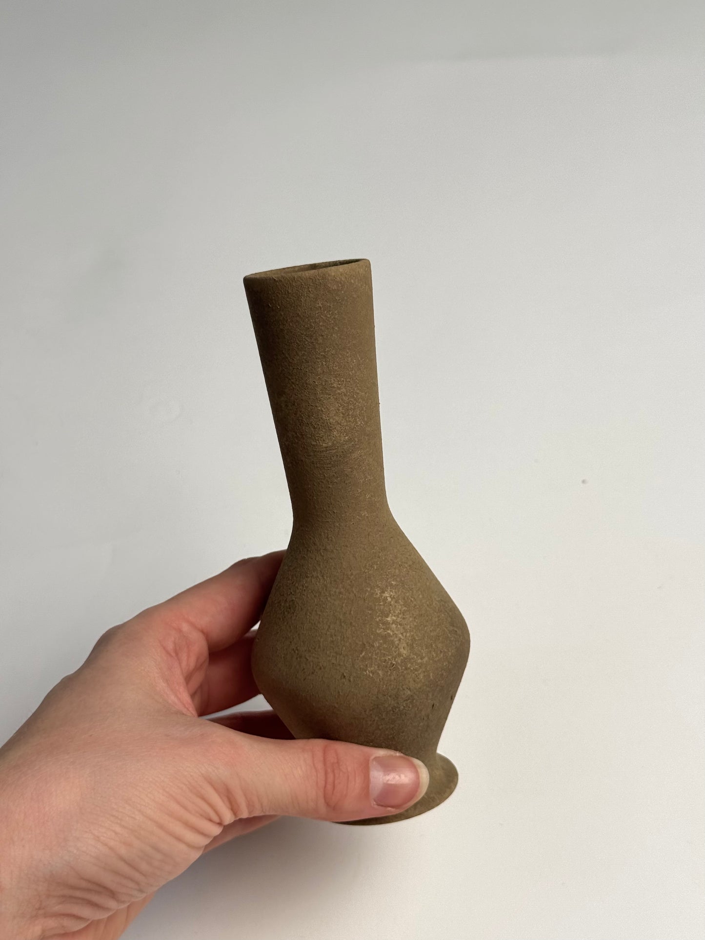 Up-cycled | small warm mid-brown tapered vase