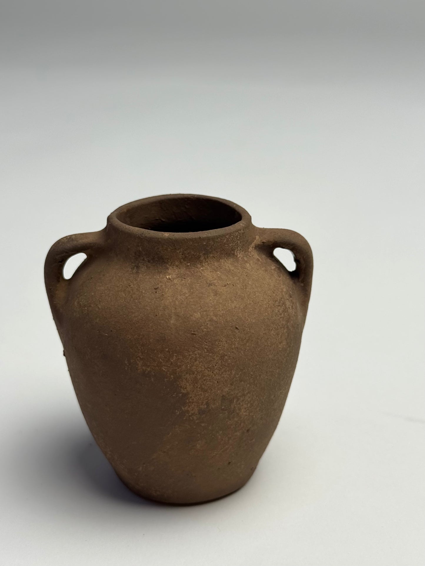 Up-cycled | mini dark earthy brown twin-handled urns
