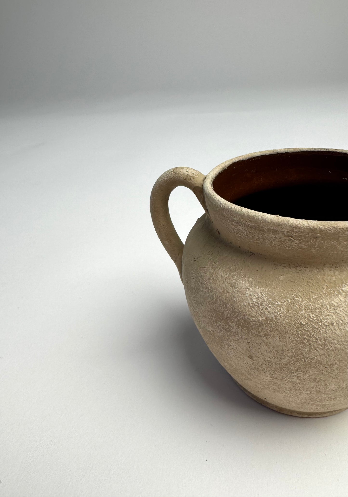 Up-cycled | small twin-handled light beige pot