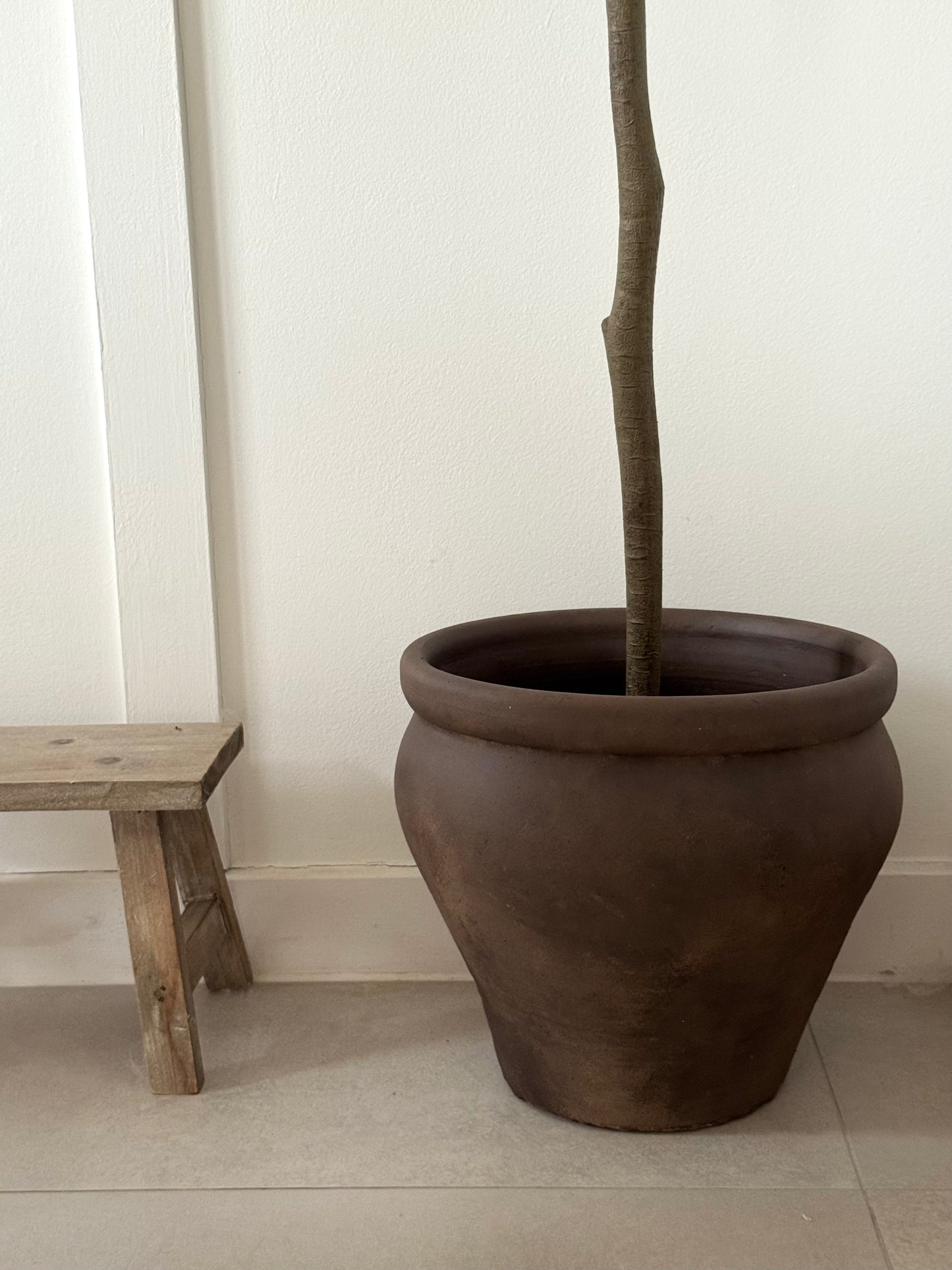 Up-cycled | dark earthy brown large tapered pot