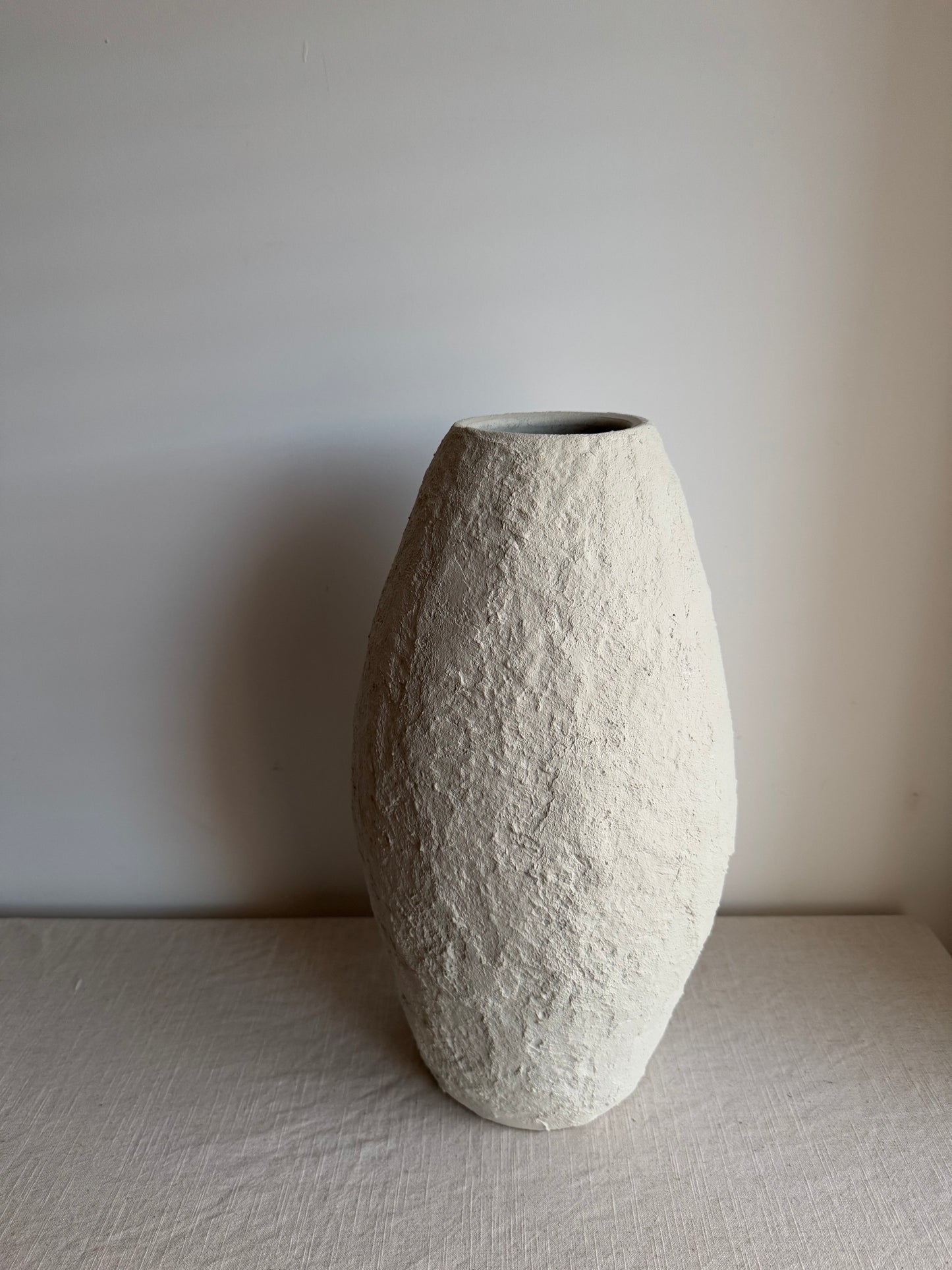 Up-cycled | textured off-white/light beige large tapered vase