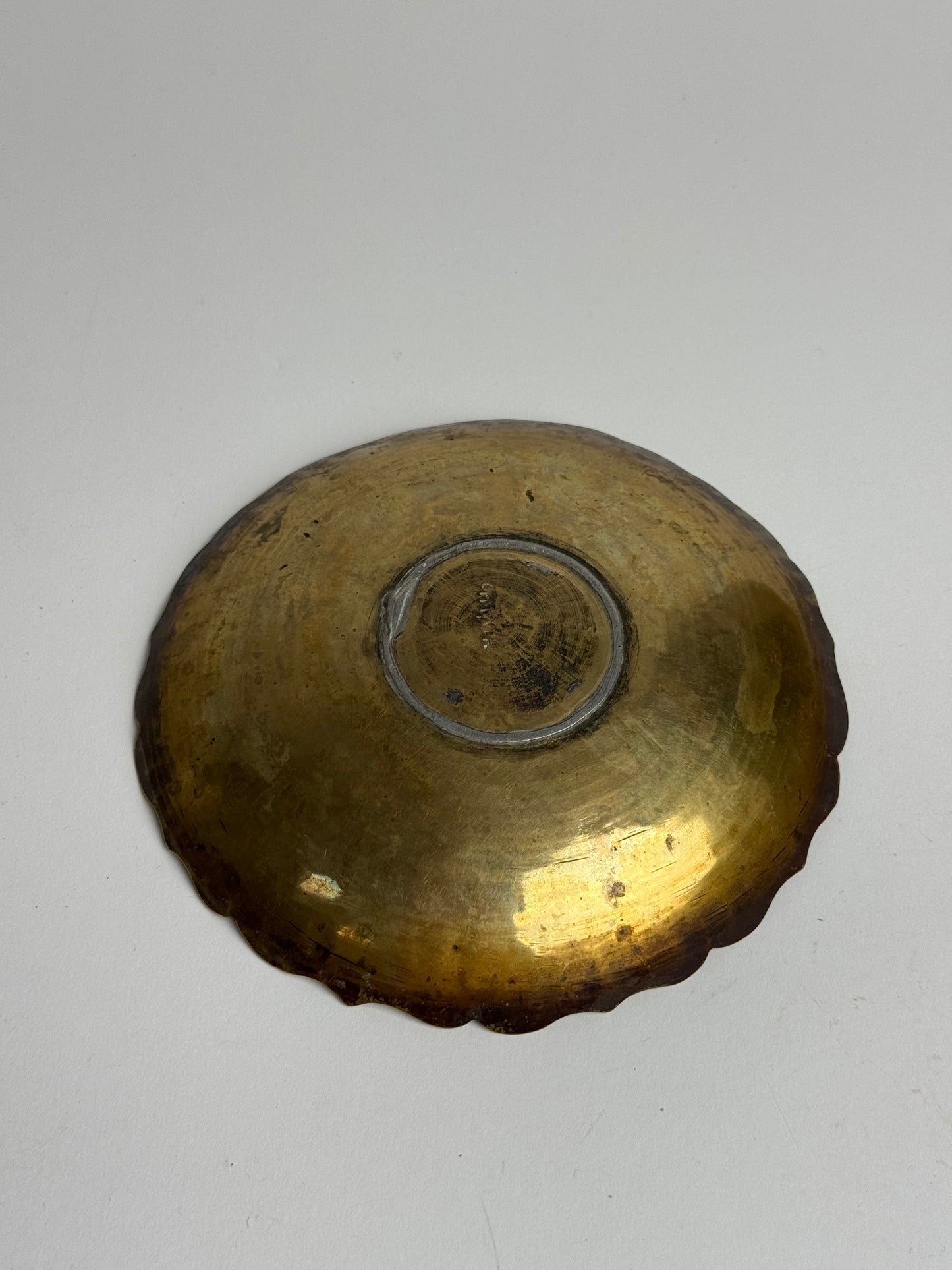 Scalloped Engraved Brass Dish