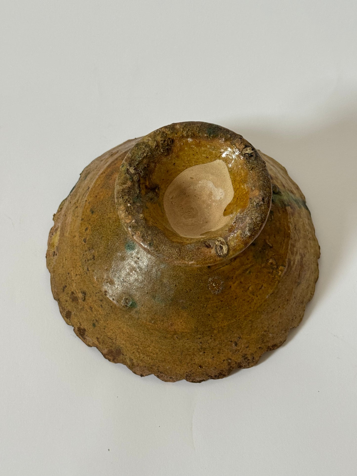 Mustard Scalloped Pedestal Bowl