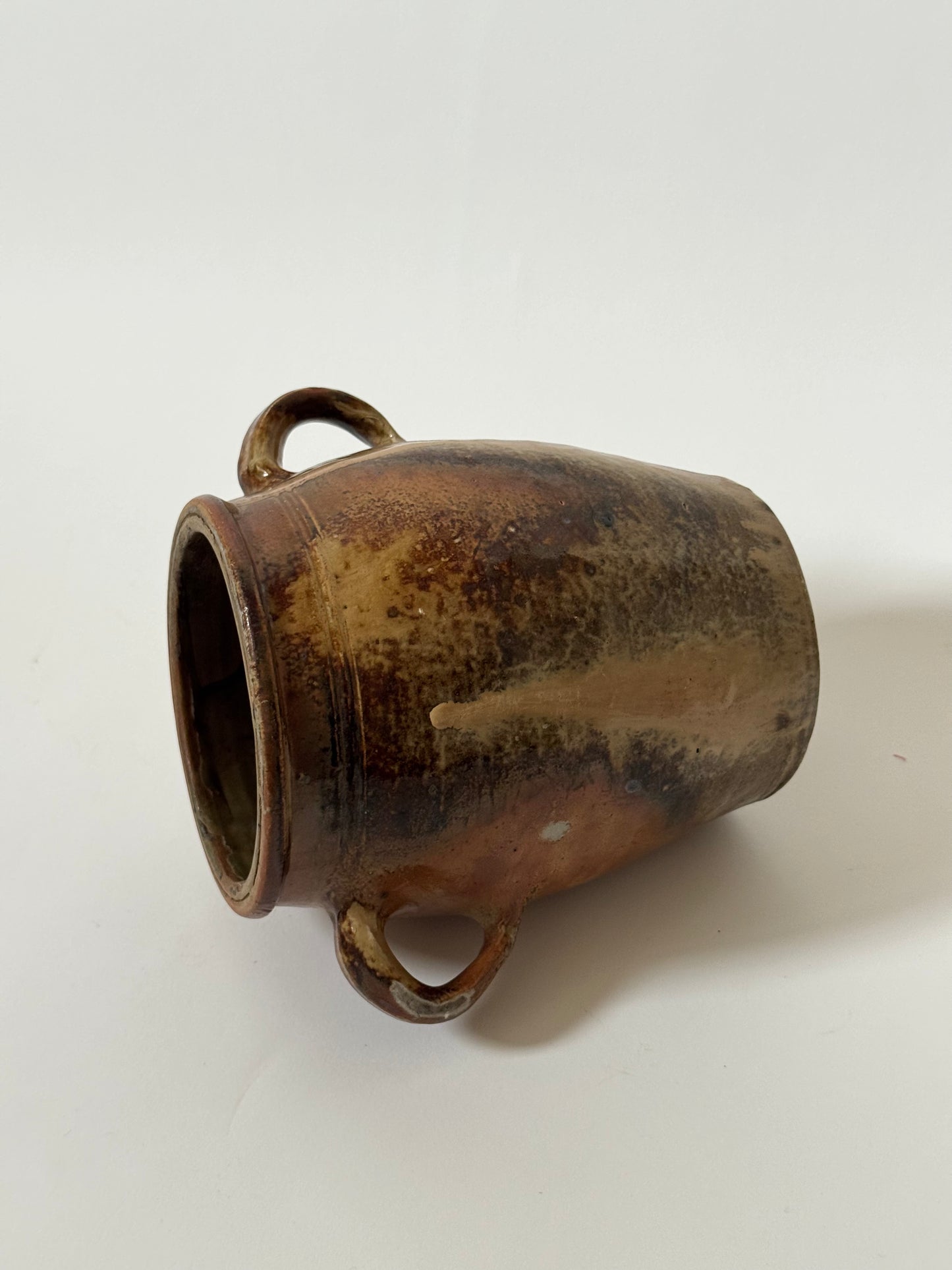 Glazed Twin Loop Handled French Pot