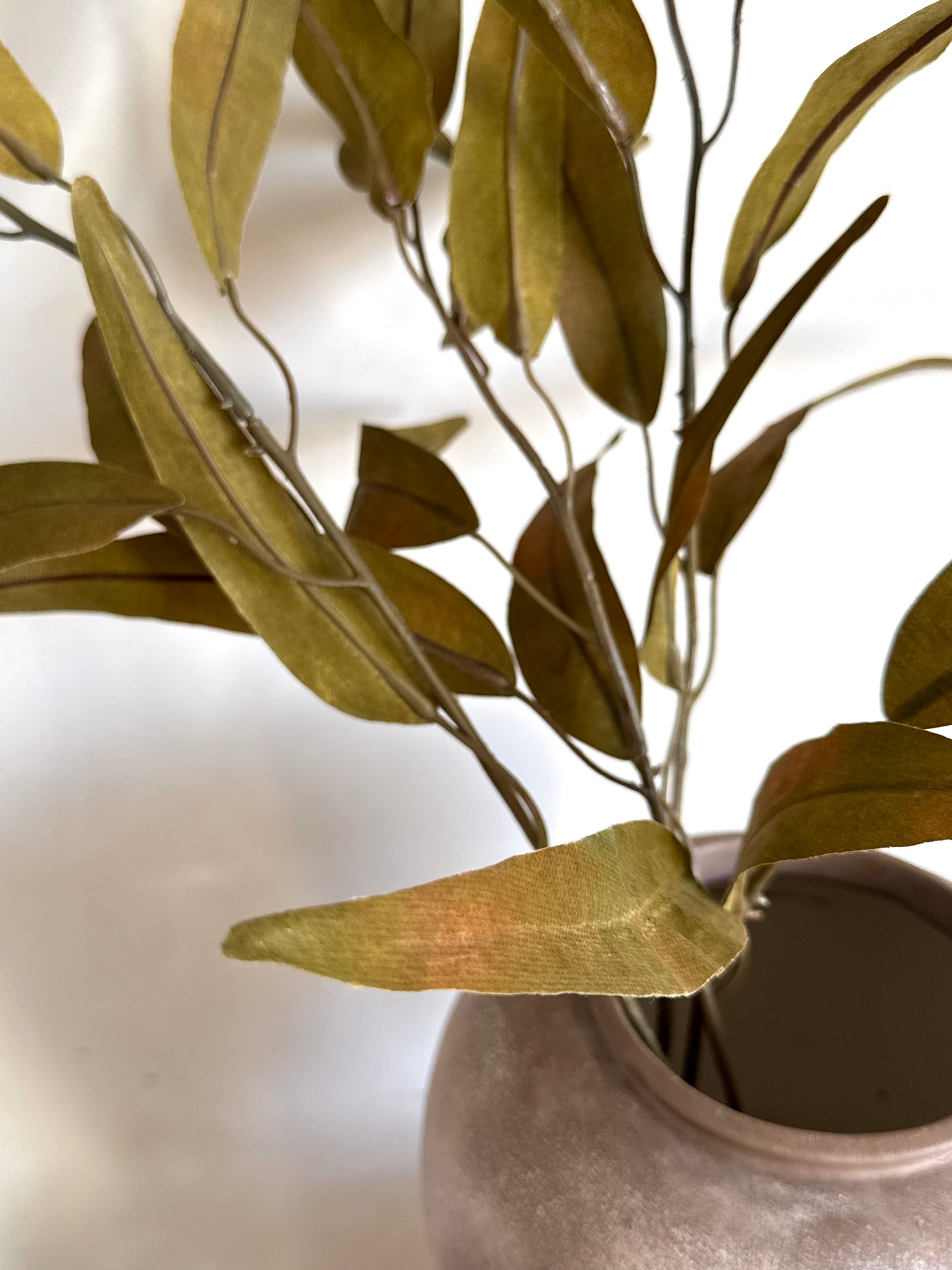 Faux Olive Brown Eucalyptus Spray