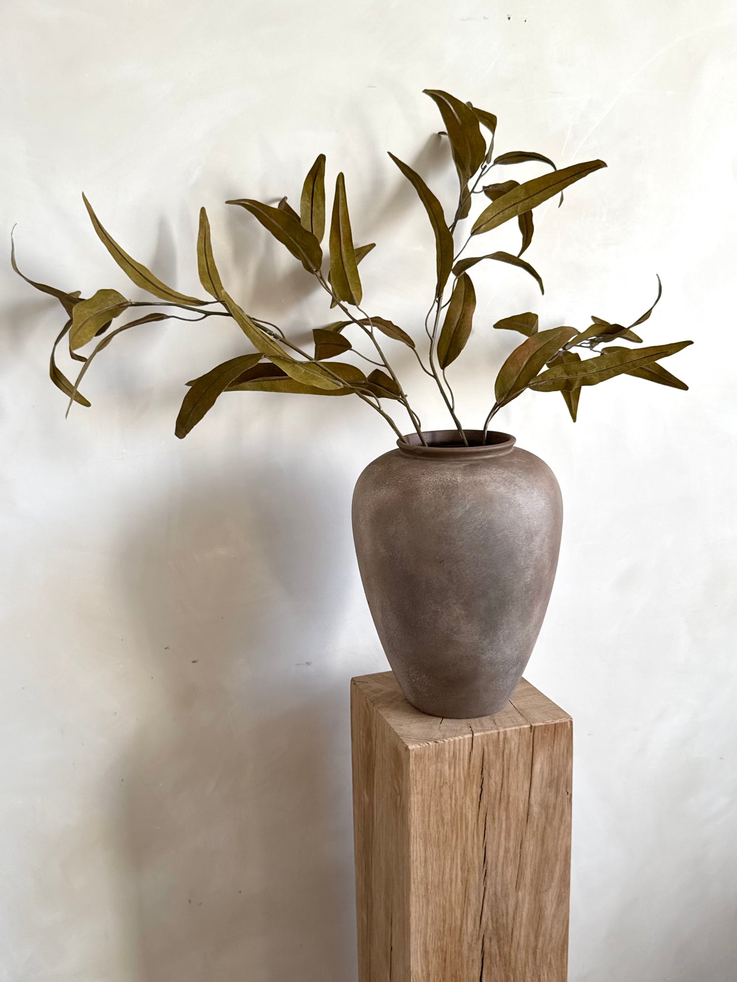 Faux Olive Brown Eucalyptus Spray