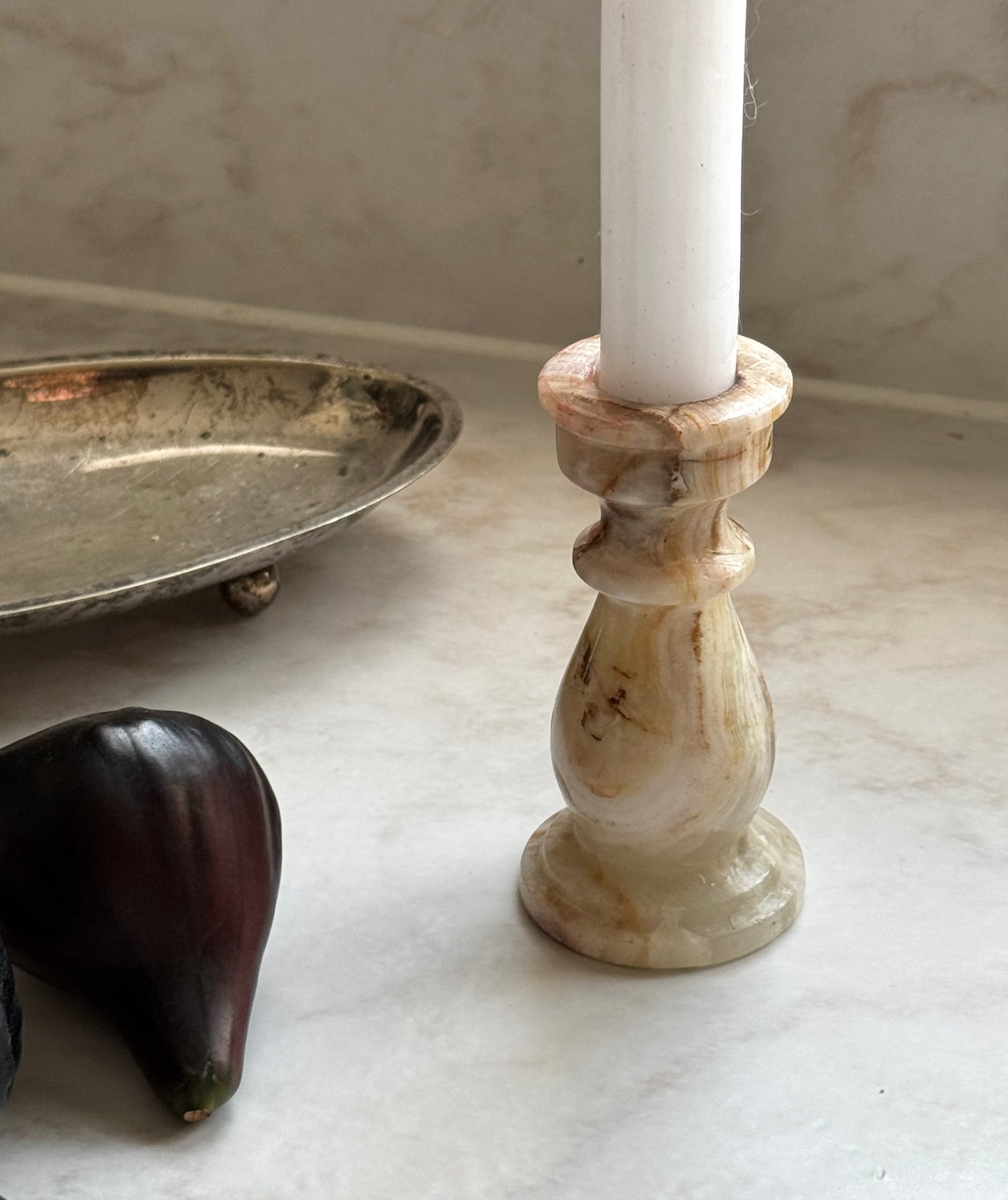 Vintage Onyx Candle Holder