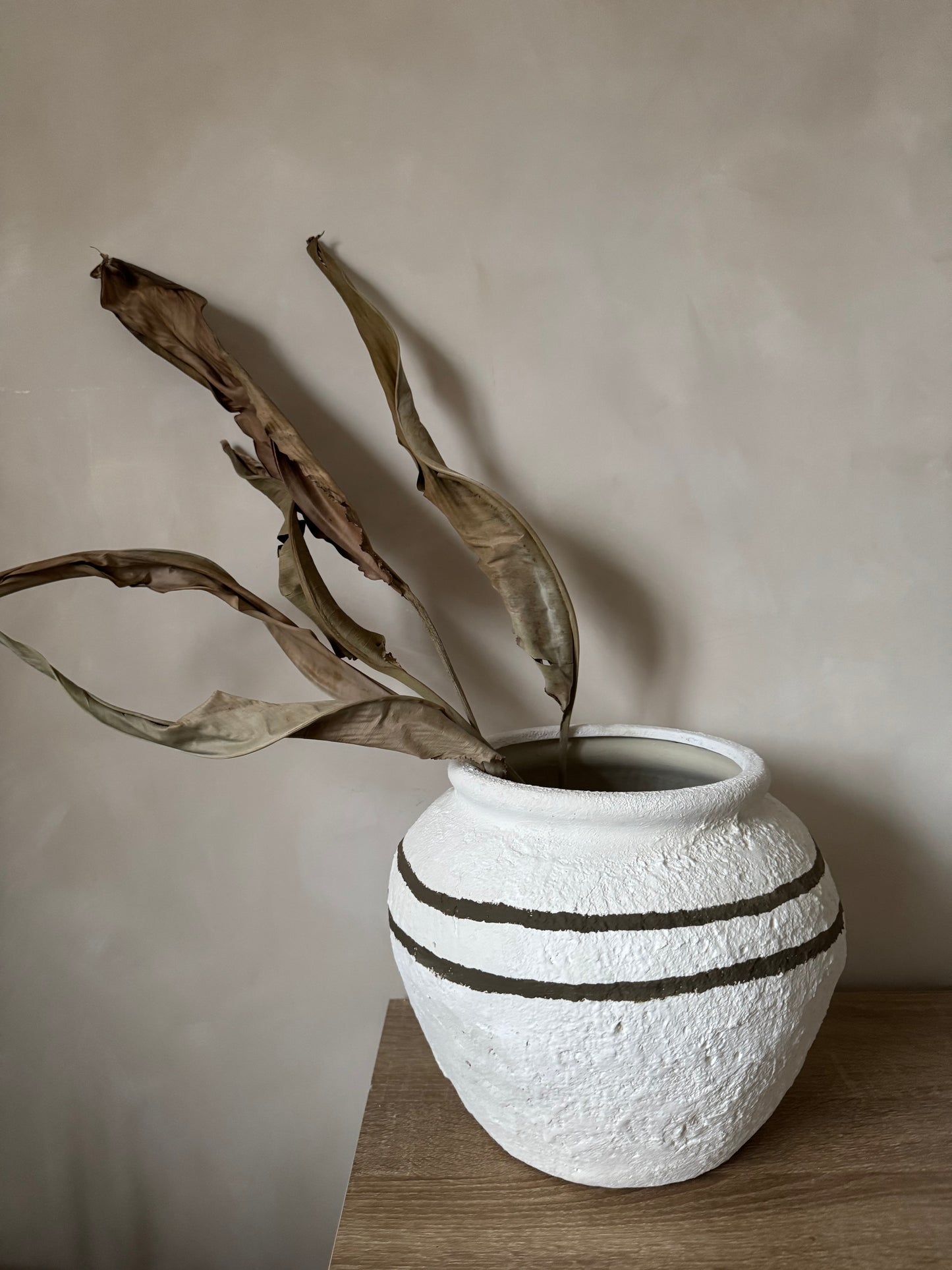 CLOUD | large round textured line detail white urn