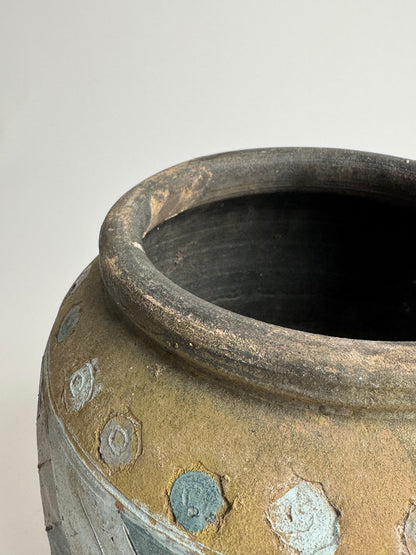 Large Vintage Geometric Rounded Pot