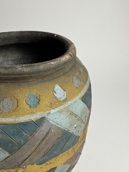 Large Vintage Geometric Rounded Pot