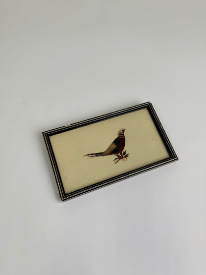 Small Vintage feather exotic bird Art