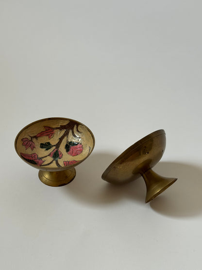 Floral Brass Pedestal Bowls