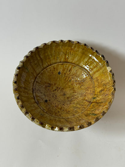Mustard Glaze Scalloped Moroccan Bowl