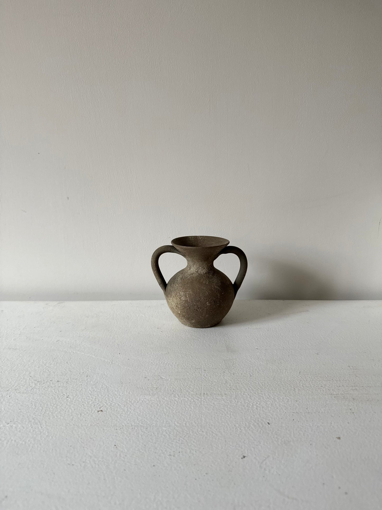 Up-cycled  | earthy brown small double handled vase