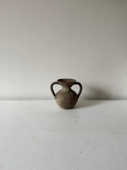 Up-cycled  | earthy brown small double handled vase