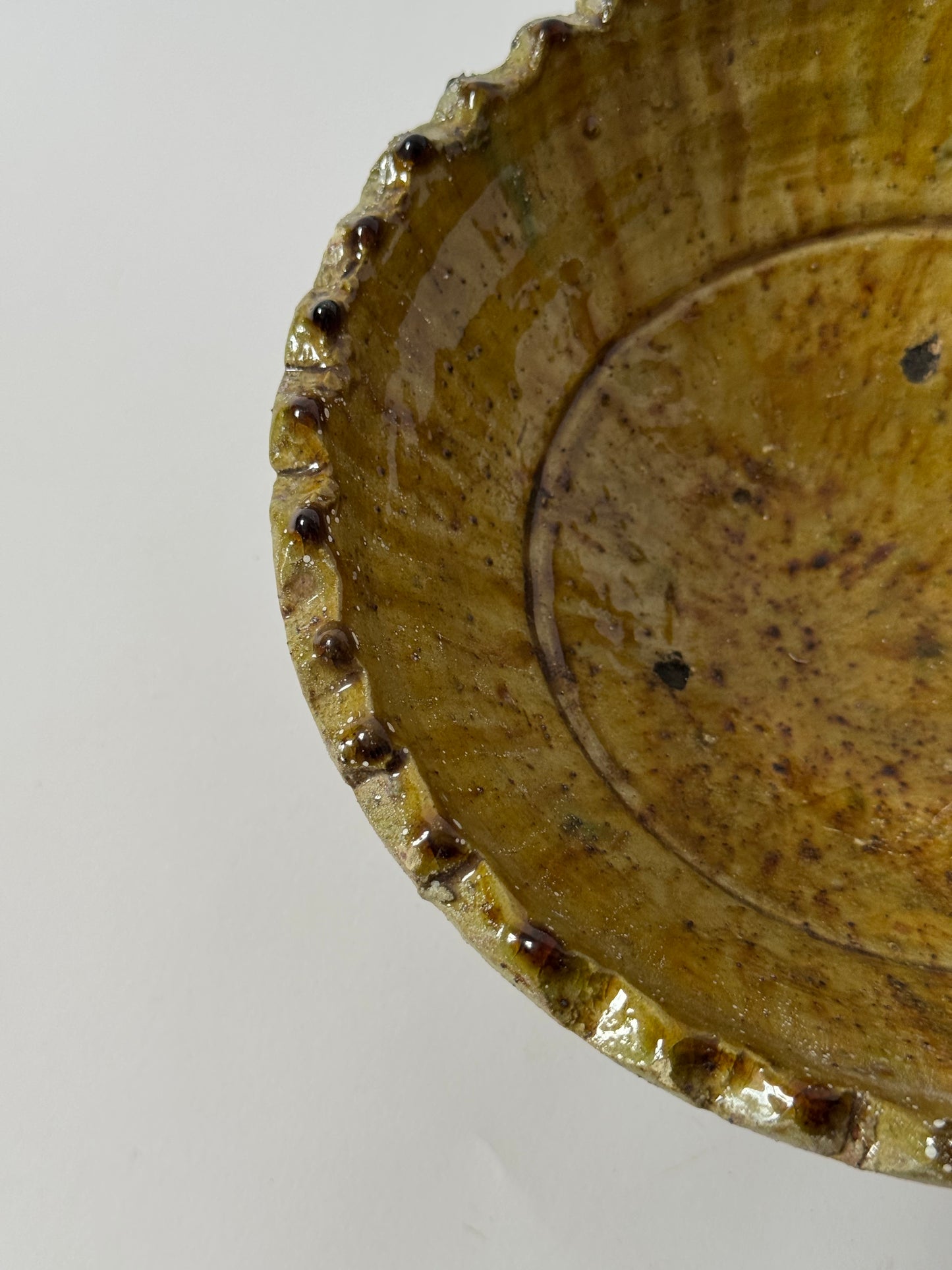 Mustard Glaze Scalloped Moroccan Bowl