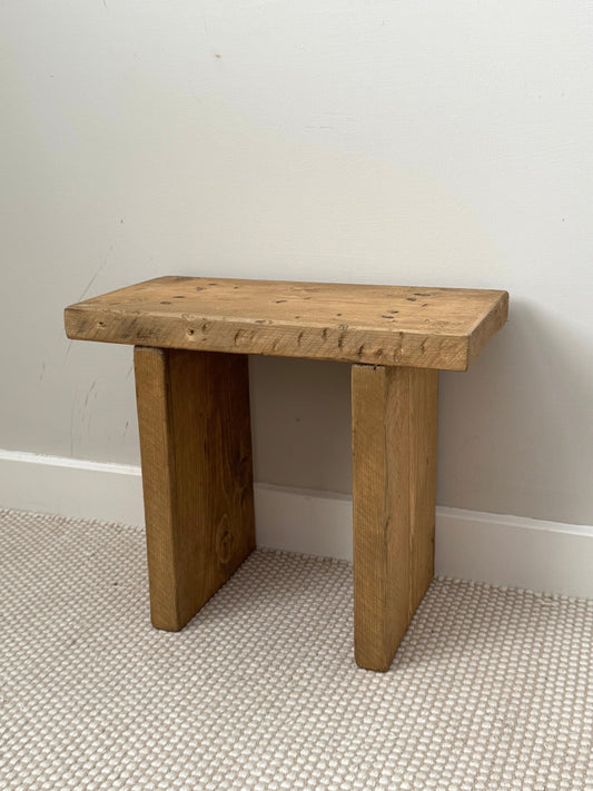Handmade Aged Effect Wood Stool - Elsie