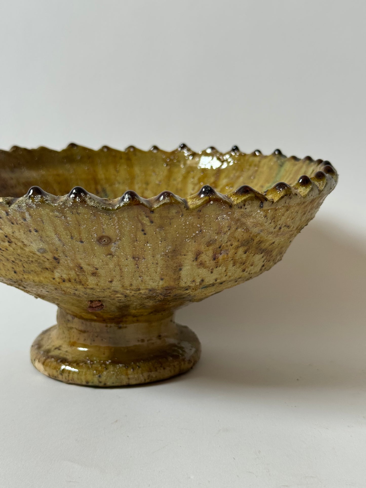Mustard Glaze Scalloped Moroccan Bowl